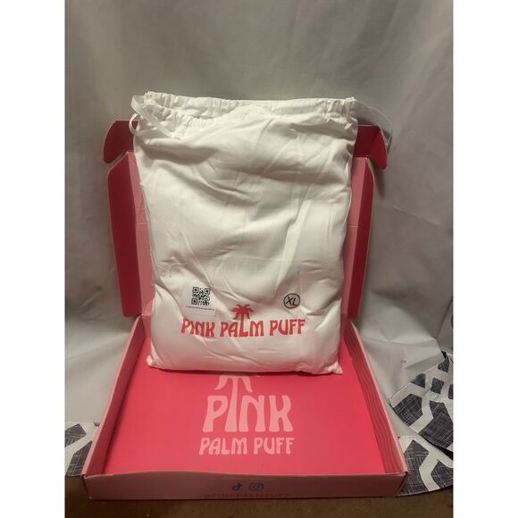 NWT Pink Palm Puff Classic Puff Hoodie in Salt Ocean Air Size XL White - Picture 3 of 3